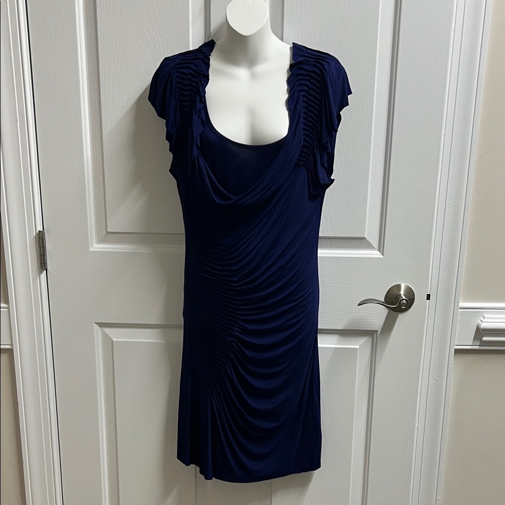 My Tribe size L Navy Blue Ruched Dress